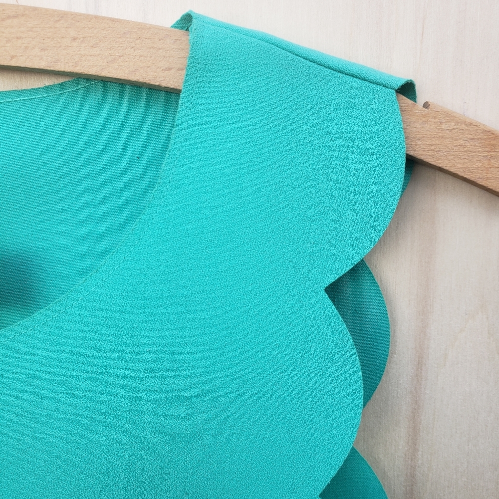 J. Crew Factory Sleeveless Scalloped Mini Dress in Aqua - Picture 4 of 9